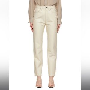 Beige Recycled Leather 90's Pinch Waist Pants - 32